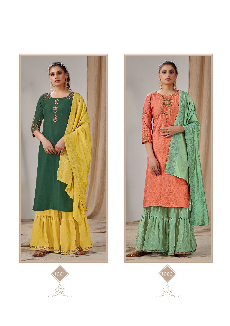 Koodee Sonpari 1 Fancy Viscose Festive Wear Kurti With Sharara And Dupatta Collection